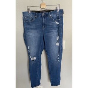 Torrid Womens Sky High Skinny Crop Jeans Distressed Plus Size 16 EUC